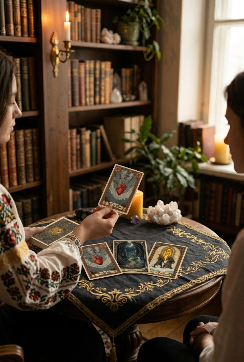 Set Tarot Emrysia – Tainele Tarotului Păgân (78 Cărți + Ghid)