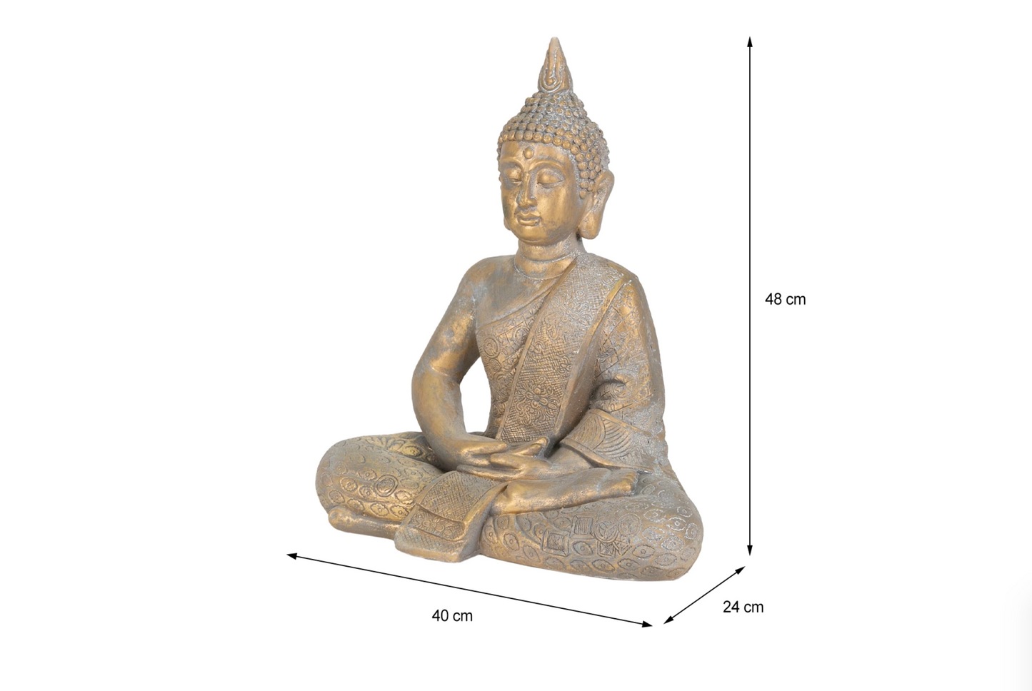 Statuie Buddha, Tiamat.ro, gri, poliresina, 40 x 24 x 48 cm