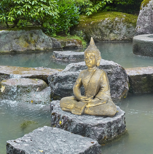 Statuie Buddha, Tiamat.ro, gri, poliresina, 40 x 24 x 48 cm
